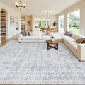 10x14 Area Rugs Living Room: Bedroom Neutral Washable Carpet Gray | Vintage by Luxturiy