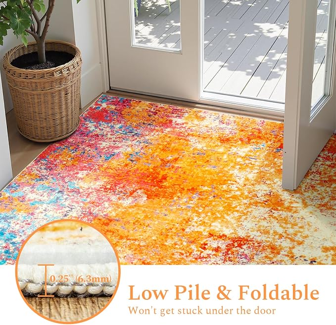 Rugflix 6x9 Area Rugs for Living Room, Washable Colorful Rainbow Large Rug | - Image 5