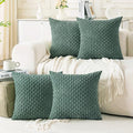 Set of 4 Teal Green Decorative Throw Pillow Covers 24x24 Inch Corduroy Pillow by Cozoomy