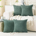 Set of 4 Teal Green Decorative Throw Pillow Covers 16x16 Inch Corduroy Pillow by Cozoomy