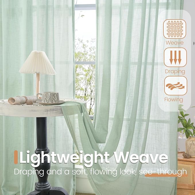 BGment Light Green Curtains 84 Inches Long 2 Panels Set - Image 4