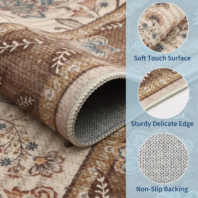 GarveeHome 5x7 Area Rug Brown Washable Rugs - Image 5