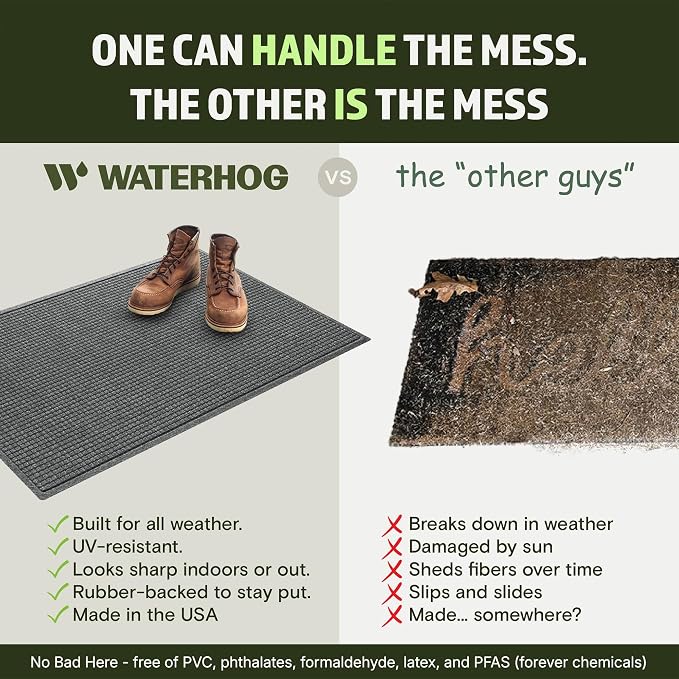 WaterHog Squares Front Door Mat Indoor Outdoor Entrance, All-Weather Mats | - Image 5