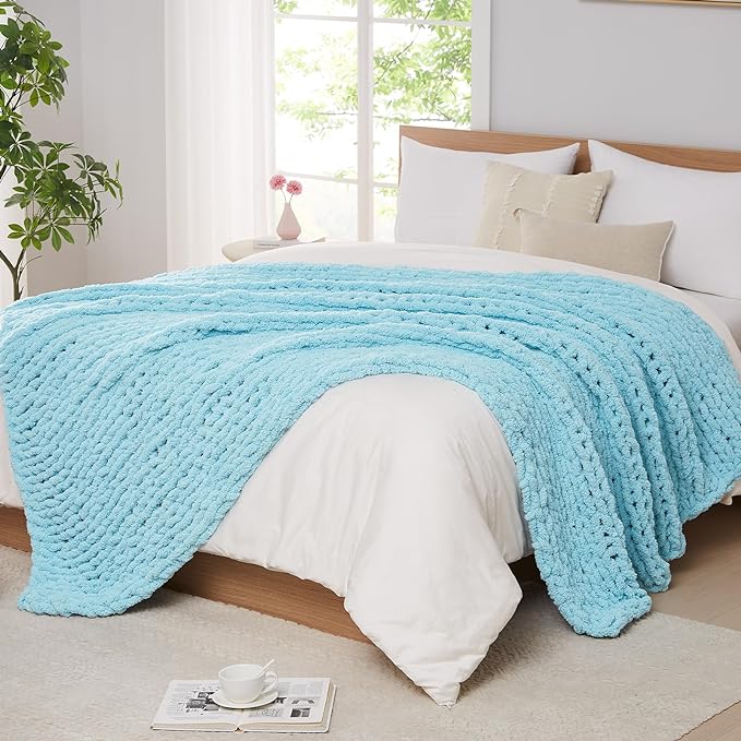 L'AGRATY Chunky Knit Throw Blanket - Image 6