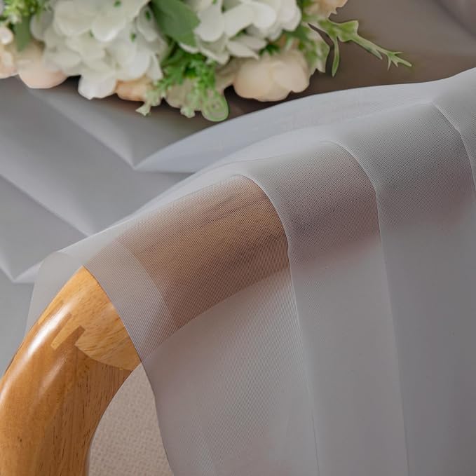 Chyhomenyc Light Grey Sheer Curtains 36 inch Length 2 Panels, Light Filtering - Image 9