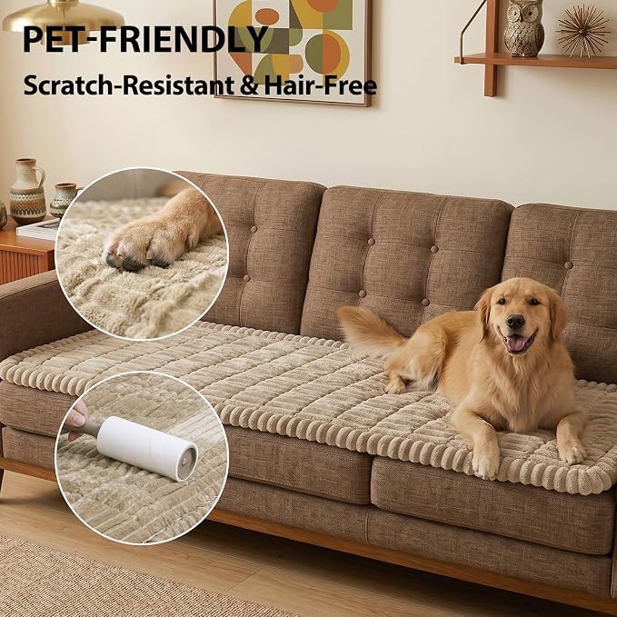 Fixwal Waterproof Flannel Dog Couch Cover, 27.6" x 82.7", Coffee | Integrated - Image 4