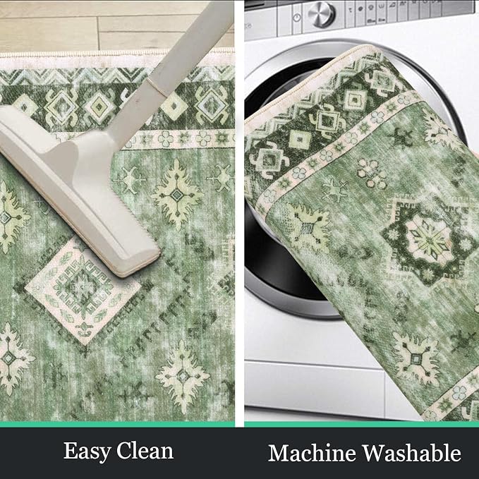 HEBE Boho Kitchen Rugs Set of 3, Non Slip Washable Kitchen Mats - Image 5