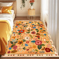 RELEANY Floral Washable 3x5 Area Rugs Yellow/Orange/Red | Flower Carpet Print by RELEANY