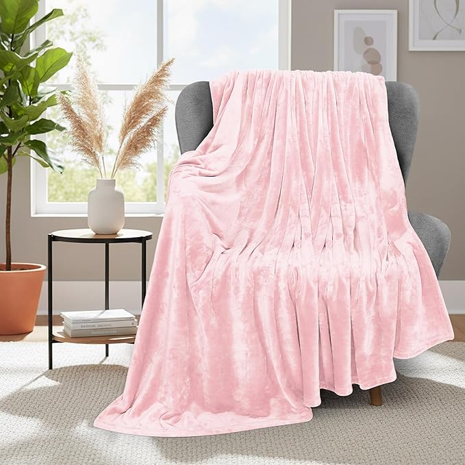Utopia Bedding Ultra Soft Fleece Bed Blanket Throw Size Pink | Microfiber Plush - Image 2
