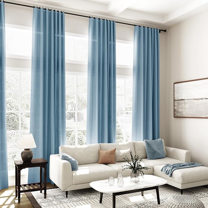 Blue Curtains 132 Inches Long 2 Panels - Image 2