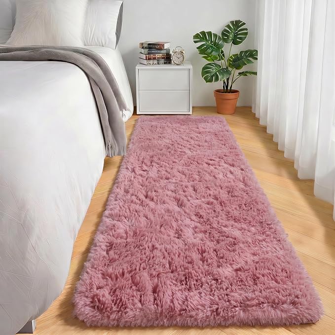 Blush Runner Rugs for Bedroom Living Room, Fluffy 2x6 Hallway Soft Area Rug | - Image 4