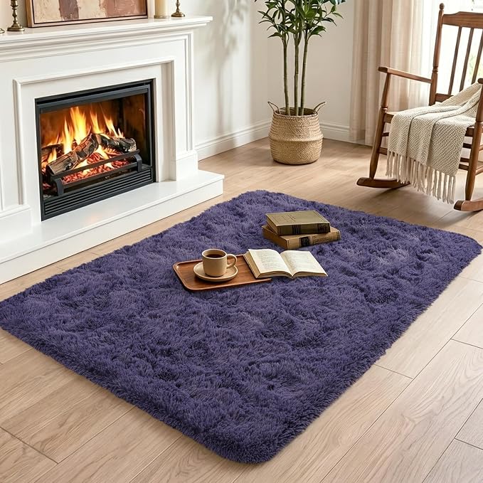 2x3 Taro Purple Fluffy Soft Area Rug Non-Slip - Image 4