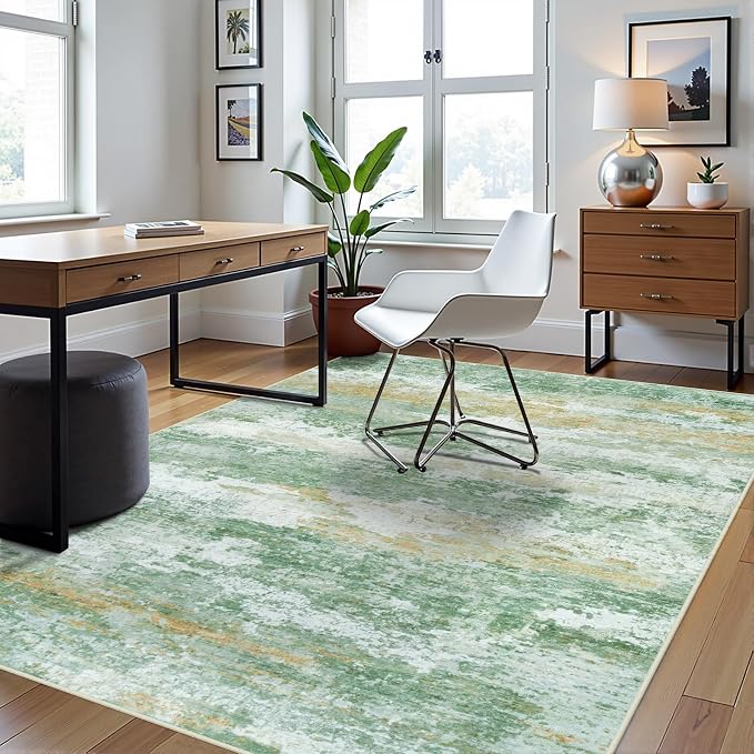Aelenmu 6x9 Area Rugs for Living Room Washable Bedroom Dining Room Green | - Image 4