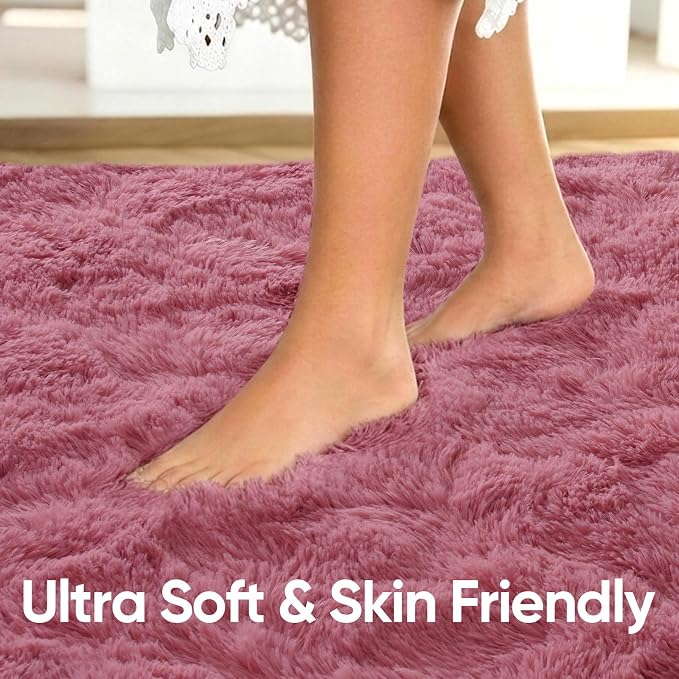5x7 Blush Fluffy Soft Area Rug Non-Slip - Image 5