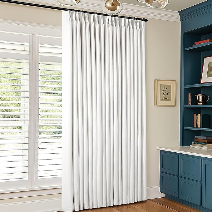 Beige White Pinch Pleated Blackout Linen 84 Inch Long Curtains 60 Inch Wide | - Image 7