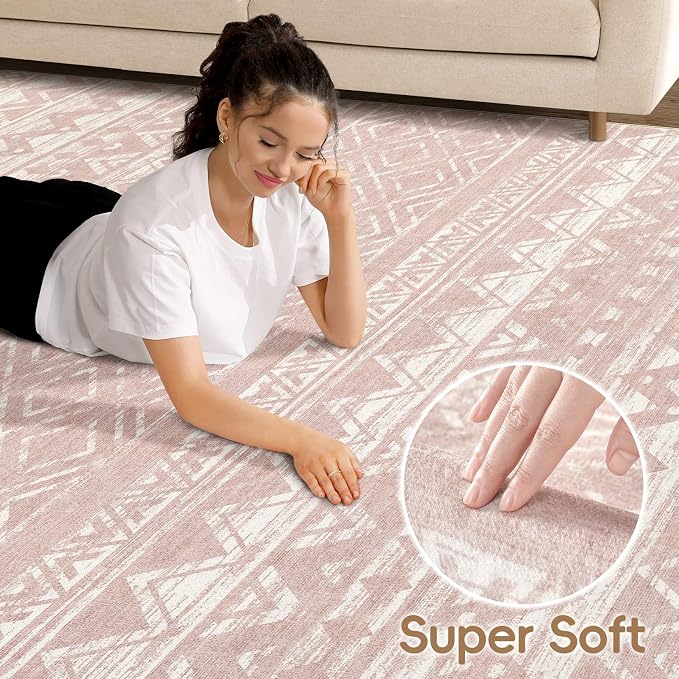 cotiled 6x9 Area Rugs for Living Room: Boho Washable Rug for Dining Room | - Image 3