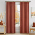 Burnt Orange Flax Linen Sheer Curtains 84 Inches Long by PleatedDrapes