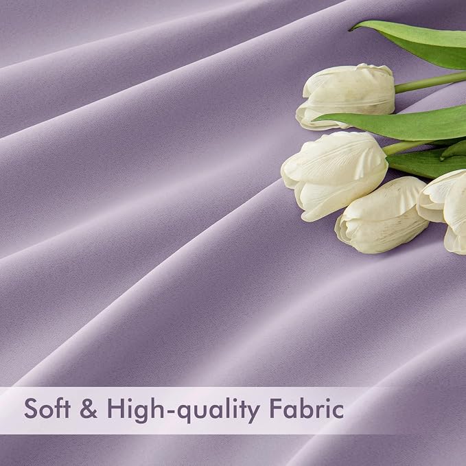 MIULEE Lilac Back Tab Blackout Curtains 52x72 Inches Long 2 Panels Set | Rod - Image 6