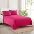 Sweet Home Collection Full Size Sheet Set with Built-in Sheet Straps - Deep Pocket Fitted Sheet, Flat Sheet & Pillowcases - Soft, Wrinkle-Free, Secure Fit - Fuschia