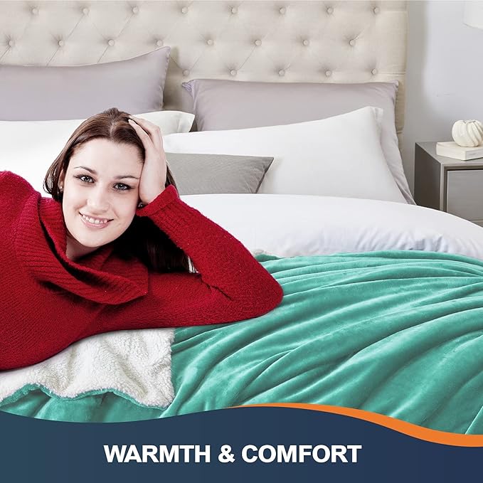 Walensee Sherpa Fleece Blanket (King Size 108”x90” Turquoise) Plush Throw Fuzzy Super Soft Reversible Microfiber Flannel Blankets for Couch, Bed, Sofa Ultra Luxurious Warm and Cozy for All Seasons