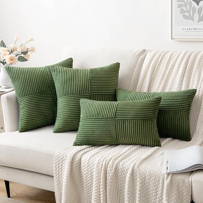 MIULEE Moss Green Decorative Throw Pillow Covers - Image 4
