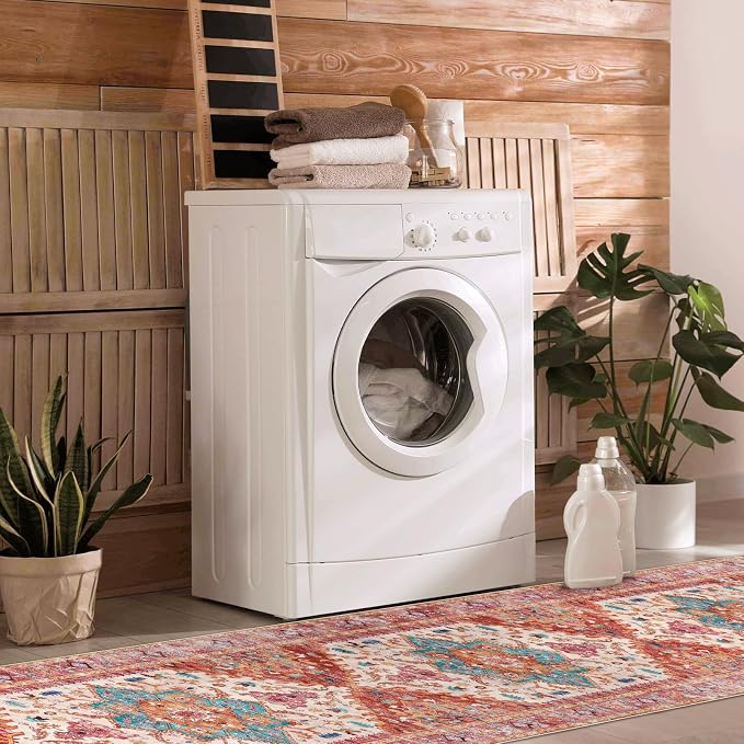 Yamaziot Washable Runner Rug, 2x8 Non-Slip Boho Vintage Hallway Kitchen Rug | - Image 6