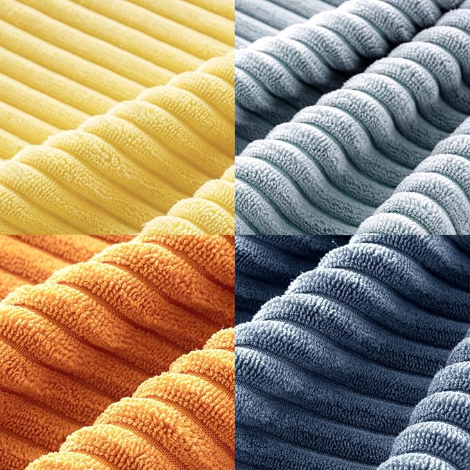 MIULEE Soft Corduroy Decorative Throw Pillow Covers Blue-Orange 18x18 | Set of 4 - Image 6