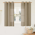 Taupe Semi Sheer Linen Curtains 45 Inch Length by LAMIT
