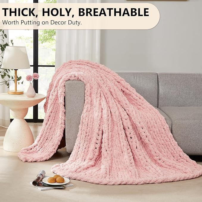 L'AGRATY Chunky Knit Throw Blanket - Image 5