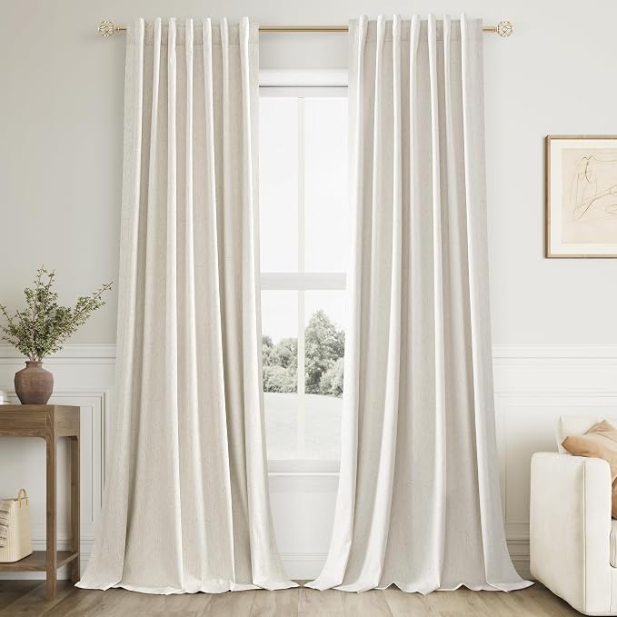 Extra Long 100% Blackout Linen Curtains by Guken