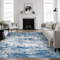Area Rug Living Room: 6x6 Modern Washable Indoor Soft Carpet Blue | by FXRHLP