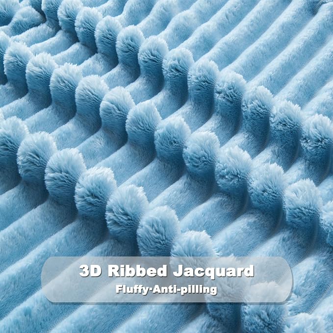 NEWCOSPLAY Fleece Ribbed Cozy King Blanket - Image 5