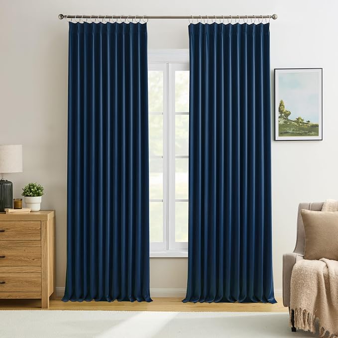 Navy Blackout Curtains 72 Wide x 84 inch Long 2 Panels by KEQIAOSUOCAI