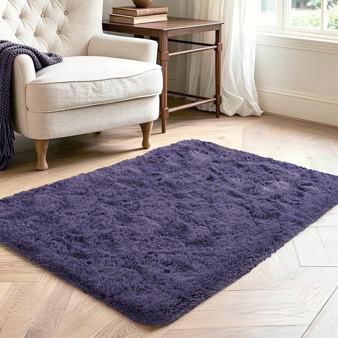 2x3 Taro Purple Fluffy Soft Area Rug Non-Slip - Image 3