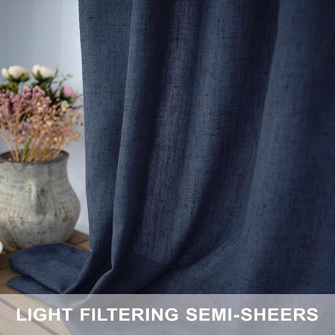 Pitalk Navy Blue Curtains 90 Inches Long - Image 3