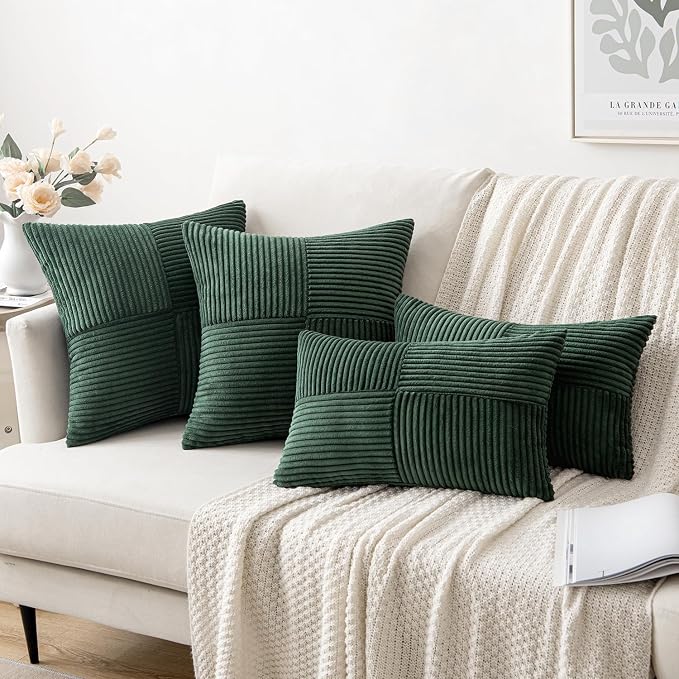 MIULEE Army Green Decorative Euro Sham Pillow Covers 24x24 Inch 2 Pack | Boho - Image 8