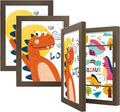 BAIJIALI Brown Art Frames for Kids Artwork - Front Opening Holds 150 Drawings, 3D Crafts - 3 Packs 8.5x11 with mat or 9x12 without Mat