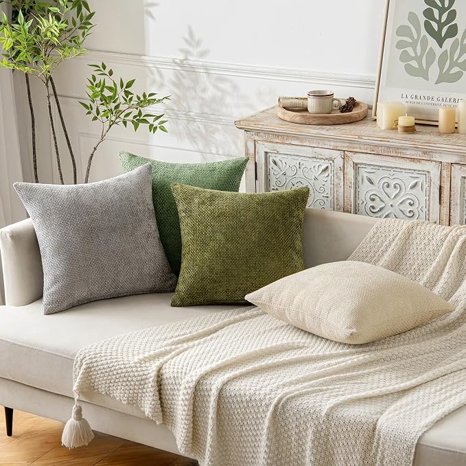 MIULEE Decorative Couch Throw Pillow Covers 20x20 Inch Sage Green 2 Pack | - Image 3