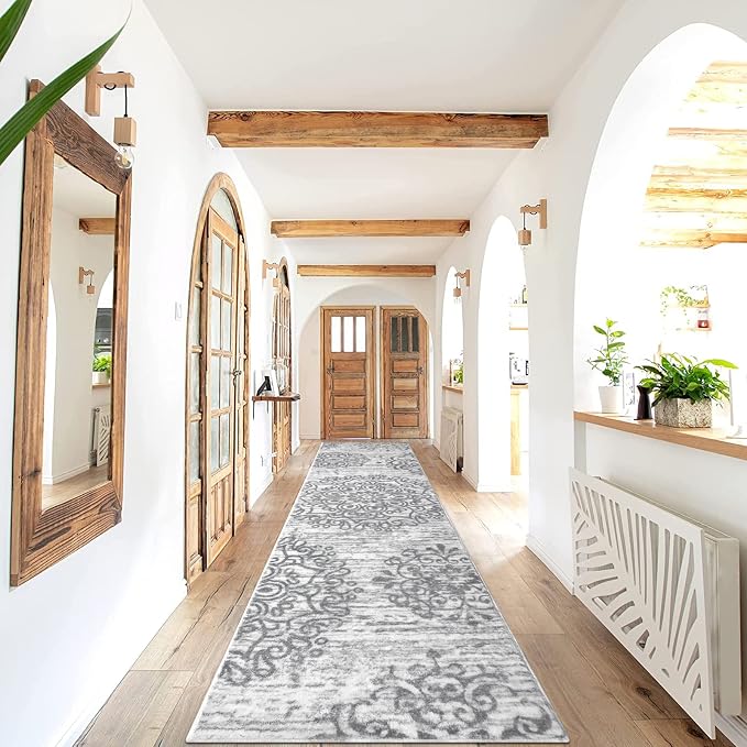 HEBE Hallway Runner Rug 2'x8', Washable Non Slip Kitchen Rug Runner | Soft Boho - Image 8