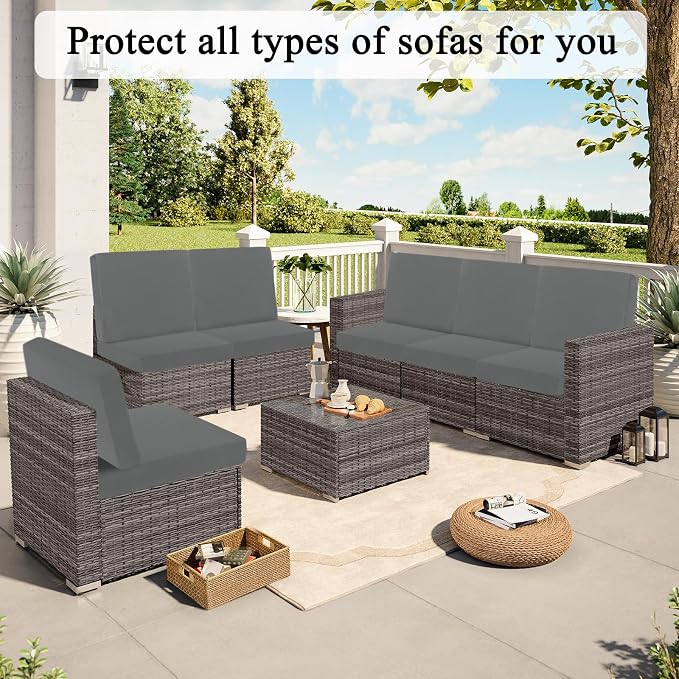 HEBE Outdoor Cushion Covers 12 Pcs, Stretch Patio Sofa Couch Cushion Cover | - Image 8