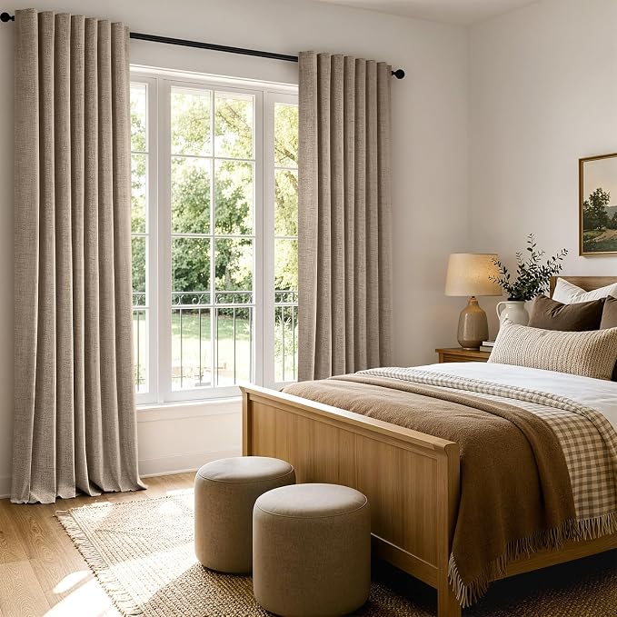 MIULEE 100% Blackout Linen Curtains 42 x 63 Inch Copper Brown 2 Panels | - Image 8
