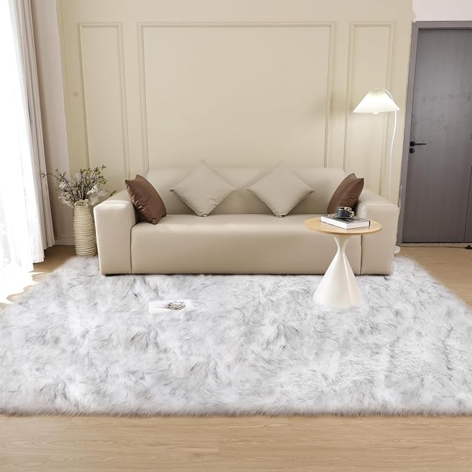 ORINOVA White and Gray Furry Carpet - Image 3