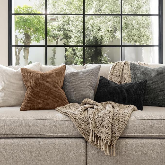MIULEE Decorative Couch Throw Pillow Covers 18x18 in Golden Brown 2 Pack | - Image 3