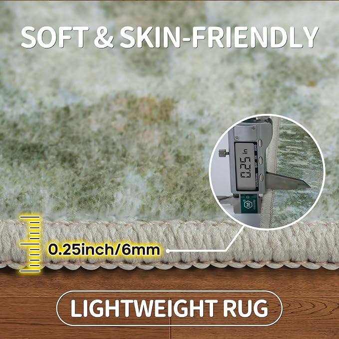 Aelenmu 6x9 Area Rugs for Living Room Bedroom Dining Room Washable Green | Soft - Image 6