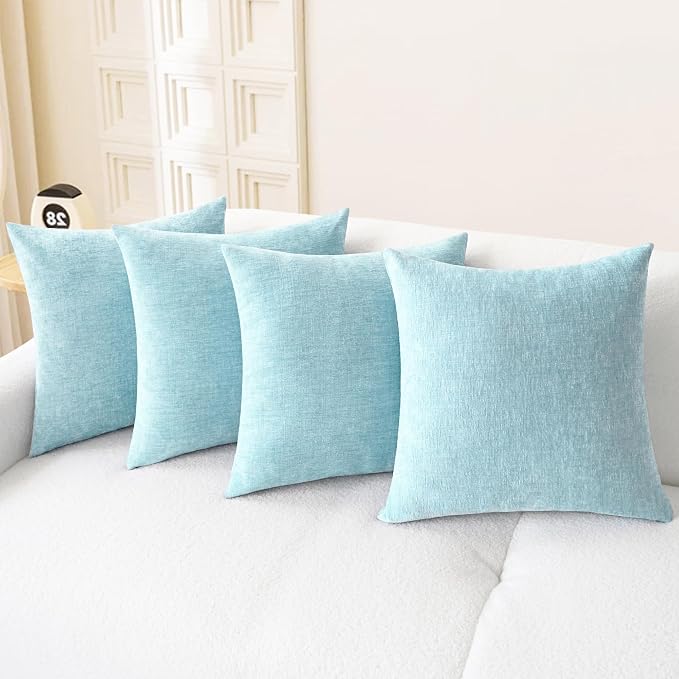 CaliTime Decorative Throw Pillow Covers 18 X 18 Inches Light Blue Grey | Pack by CaliTime