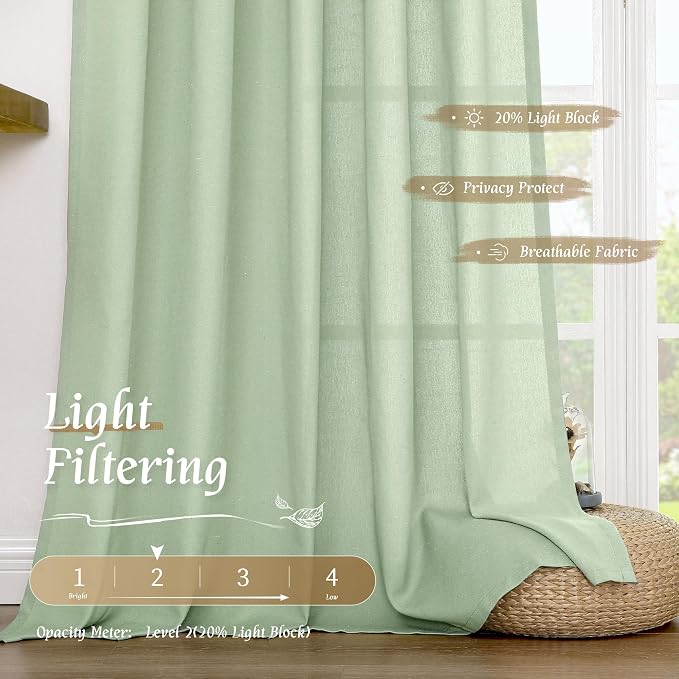 Light Filtering Linen Curtains 84 Inch - Image 4
