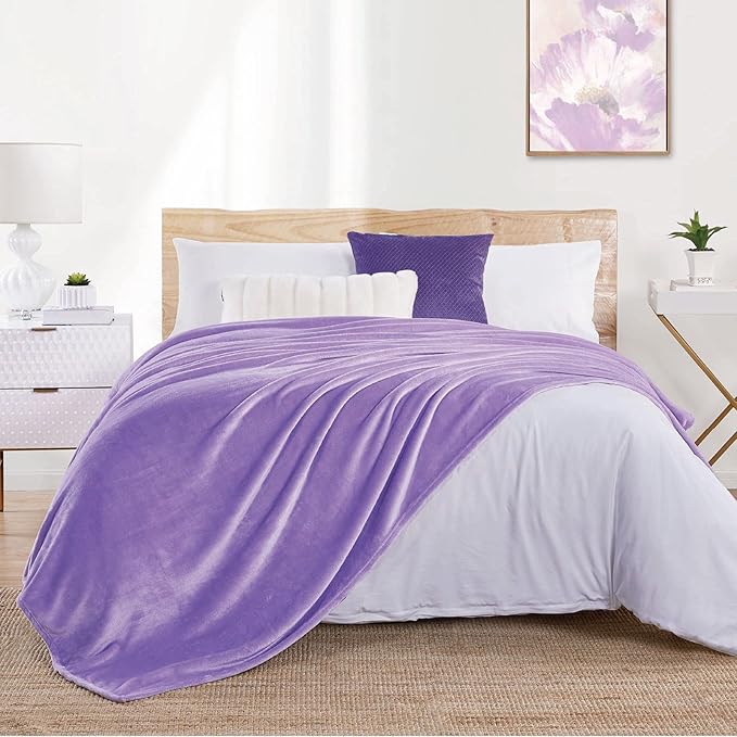 Walensee Fleece Blanket Plush Throw Fuzzy Lightweight (XL-Twin Size 66x90 Lavender) Super Soft Microfiber Flannel Blankets for Couch, Bed, Sofa Ultra Luxurious Warm and Cozy for All Seasons