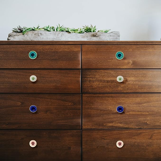 Perilla Home Marrakesh Mix Ceramic Knob (Set of 8) Decorative Knobs for Home Kitchen Cabinet Hardware Cupboard Door Dresser Wardrobe and Drawer Pulls