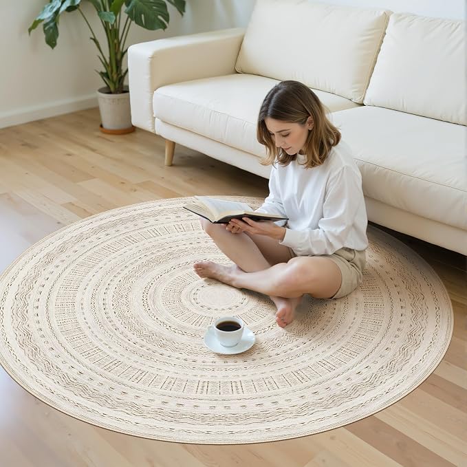 cotiled 5x5 Round Rug 5ft Circle Living Room Boho Area Rugs | Solve Modern - Image 5