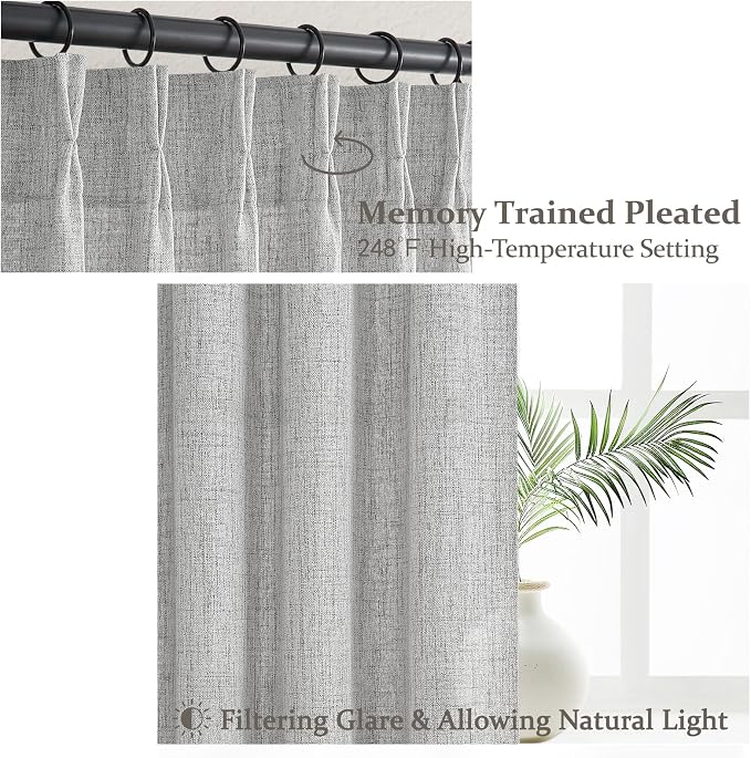 Light Grey Pinch Pleated Curtains 96 Inch Long - Image 4